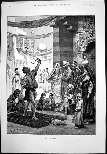 Old print snake charmer - old, f