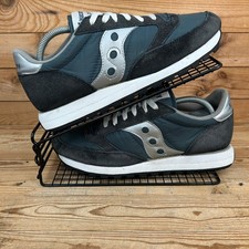 Saucony Trainers Mens UK 8 Jazz Originals Navy Black Silver Suede Casual Shoes