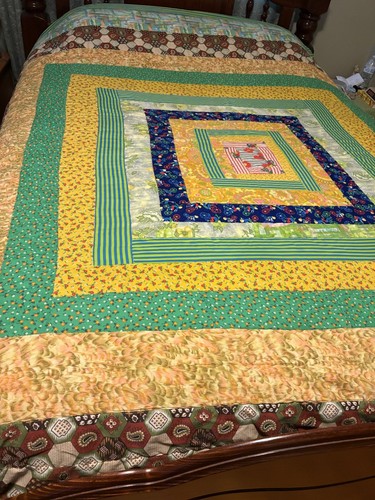 Vtg handmade vibrant quilt log - handmade,