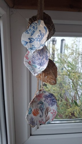 Handcrafted decoupage oyster - decoupage,