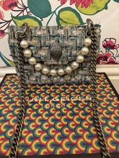 Kurt Geiger Tweed Pattern Bag & Pearl Carry Handle