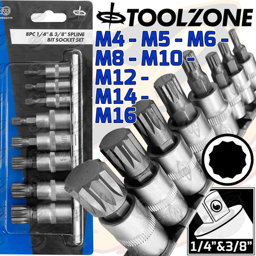 Spline bit socket set - spline, 1/4"