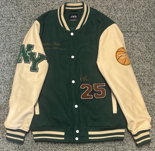 Zara mens green varsity - mens, jacket