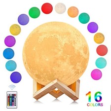 Moon Lamp Night Light with Wooden Stand & Remote 16 Colour Changing Moon Light