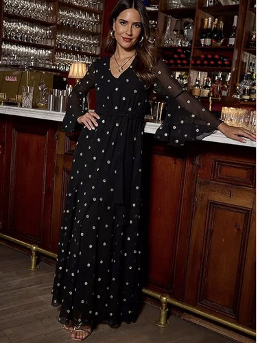 Kaleidoscope black sequin maxi - kaleidoscope,