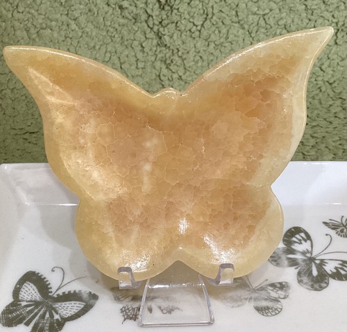 Yellow calcite butterfly bowl - yellow,