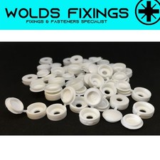 SMALL WHITE PLASTIC HINGED SCREW COVER CAPS TO FIT 6g OR 8g GAUGE SCREWS