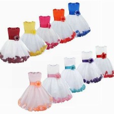 Petals Flower Girls Dress Wedding Bridesmaid Princess Formal Party Prom Dresses