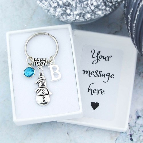 Snowman keyring personalised - snowman, keyring,