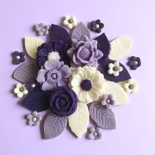 36 Edible Purple Flower Icing