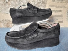 Vintage Stephane Kelian Paris Black Suede Chunky Platform Loafers Shoes Uk 7-7.5