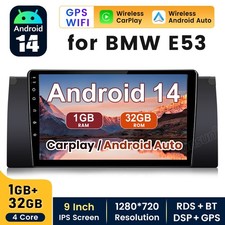 Android 14 CarPlay Car Radio Stereo GPS Sat Nav For BMW 5er E39 7er E38 X5 E53