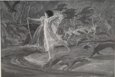 Art Nouveau -Fairy Mythical Hunting Panel by Alexander Fisher Antique Print 1915