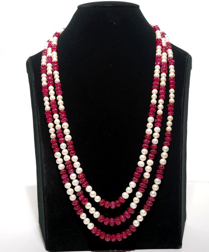 Gemstone red white pearl - gemstone,