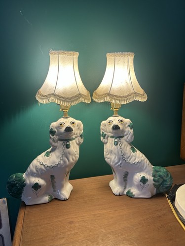 Staffordshire dog figures pair - dog,