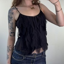 Y2K vintage 100% silk ruffle