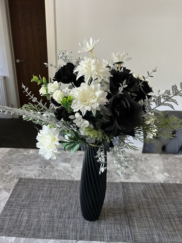 Large black vase and mixed - black,