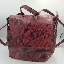 Snake Print Stradivarius Bag Backpack (Medium Size) Burgundy & Black Handbag Bag