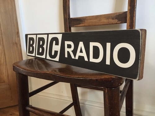 Bbc radio sign plaque wooden - bbc,