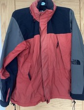 The North Face Unisex Medium  Ridge Jacket Full Zip Integral Hood Red Grey Black