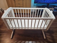 Mothercare White Baby Wooden Rocking Crib With Mattress