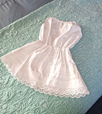 Antique Doll/Baby Dress Cotton 19" Eyelet Embroidery Scalloped Hem c.1900s