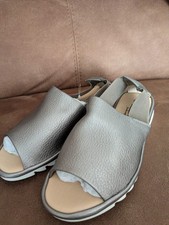 Cushion Walk Ladies Grain Faux Leather Slingback Sandals Pewter New Size UK 5