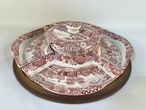 Antique lazy susan landscape - lazy,