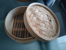 Bamboo Steamer Cooker Lid, Handmade Chinese 2-Tier, 10-inch (25cm)