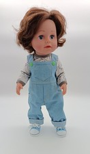 Handmade Boy Doll Denim Dungarees For Baby Born Or Big Brother Dolls 