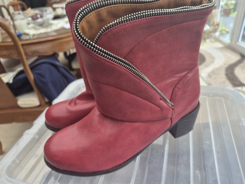 Women red fashion boots - boots, size