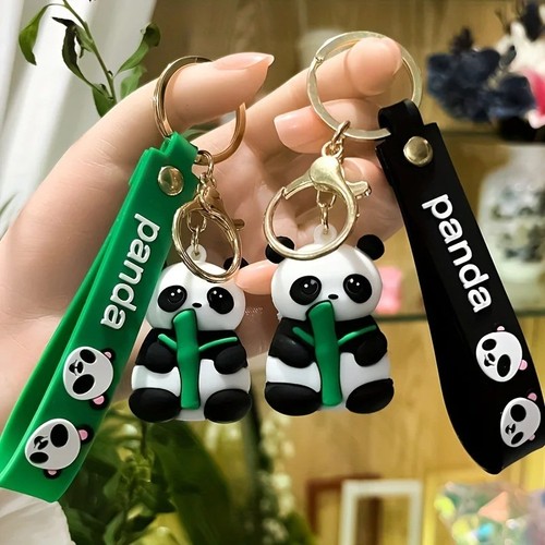 Cute bamboo panda - keychain, pvc