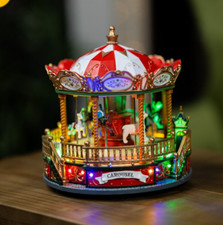 Musical Christmas LED Decoration Light Up Xmas Carousel Ornament Moving Large