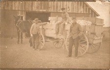 Men with Horse Drawn Farm Wagon RPPC Postcard