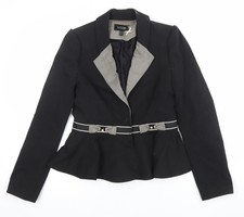 Nissa Womens Black Peplum Suit