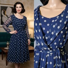 Vintage 1950s Navy Silk