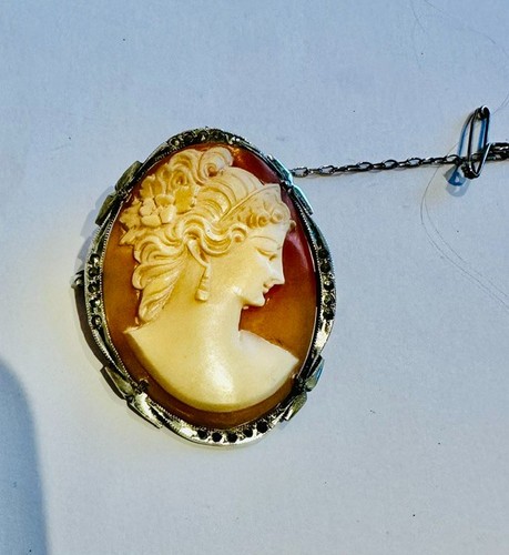 Vintage portrait cameo shell - vintage,
