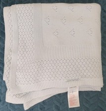 Jasper Conran Debenhams Blue Knitted Pram Blanket 100x100cm baby