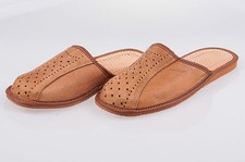 Men`s Leather Slippers 100% Natural Leather Size UK 6,7,8,9,10,11,12Light Brown