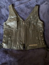 Ladies Genuine Sexy Harley Davidson Size 10? 32/34” Biker chic Leather Waistcoat