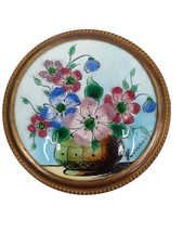 Vintage Emaux d'Art Orion Enamel Floral Pin Brooch Signed Houriet France