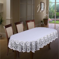 White Oval Lace Tablecloth 55