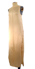 Zara Maxi Dress Satin Beige High Neck Sleeveless Side Slit Nude Long Smart S