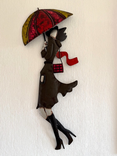 Handmade metal wall art lady - metal,