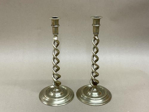 Pair brass barley twist - pair,