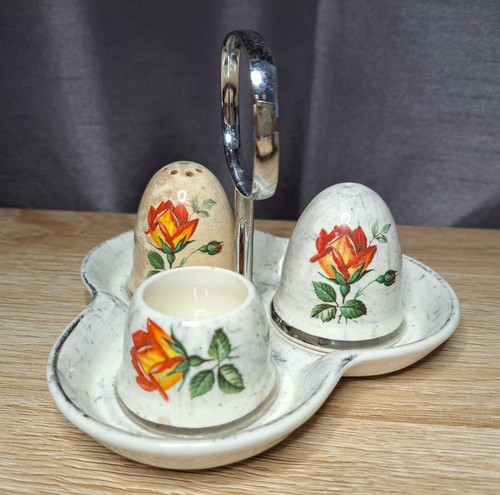 Vintage floral cruet set - vintage,