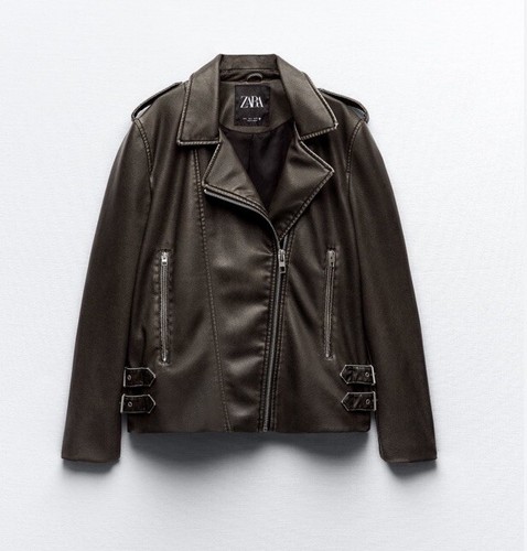 Zara woman faux leather biker - zara,