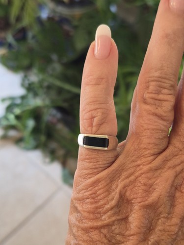Black onyx gemstone mens - black,