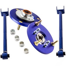 4pcs Rear Camber Control Arms + Front Camber Plate For BMW E46 Coilover