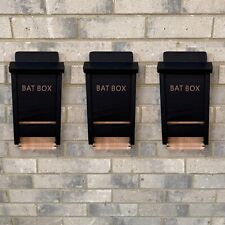 Black Wooden Bat House Box for Roosting Nesting Nest Habitat (Set of 3)